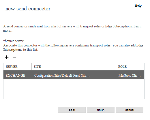 exchange server 2013 2016 2019 - new send connector - finish