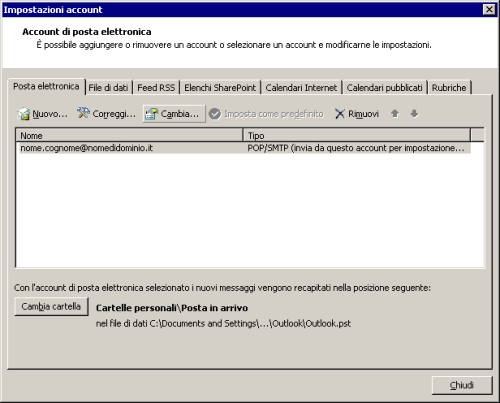 Outlook 2007 - Configurazione della posta - Posta elettronica