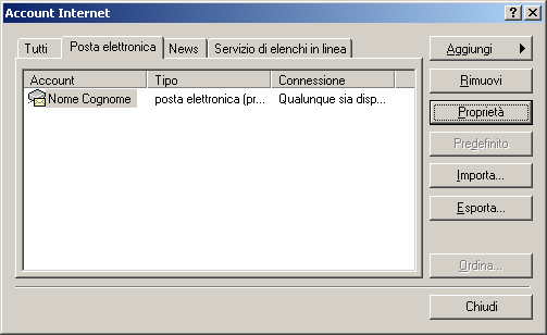 Outlook Express - Account internet - Posta elettronica