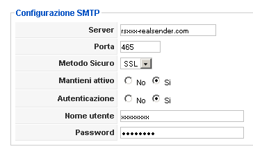 Joomla AcyMailing - Configurazione SMTP